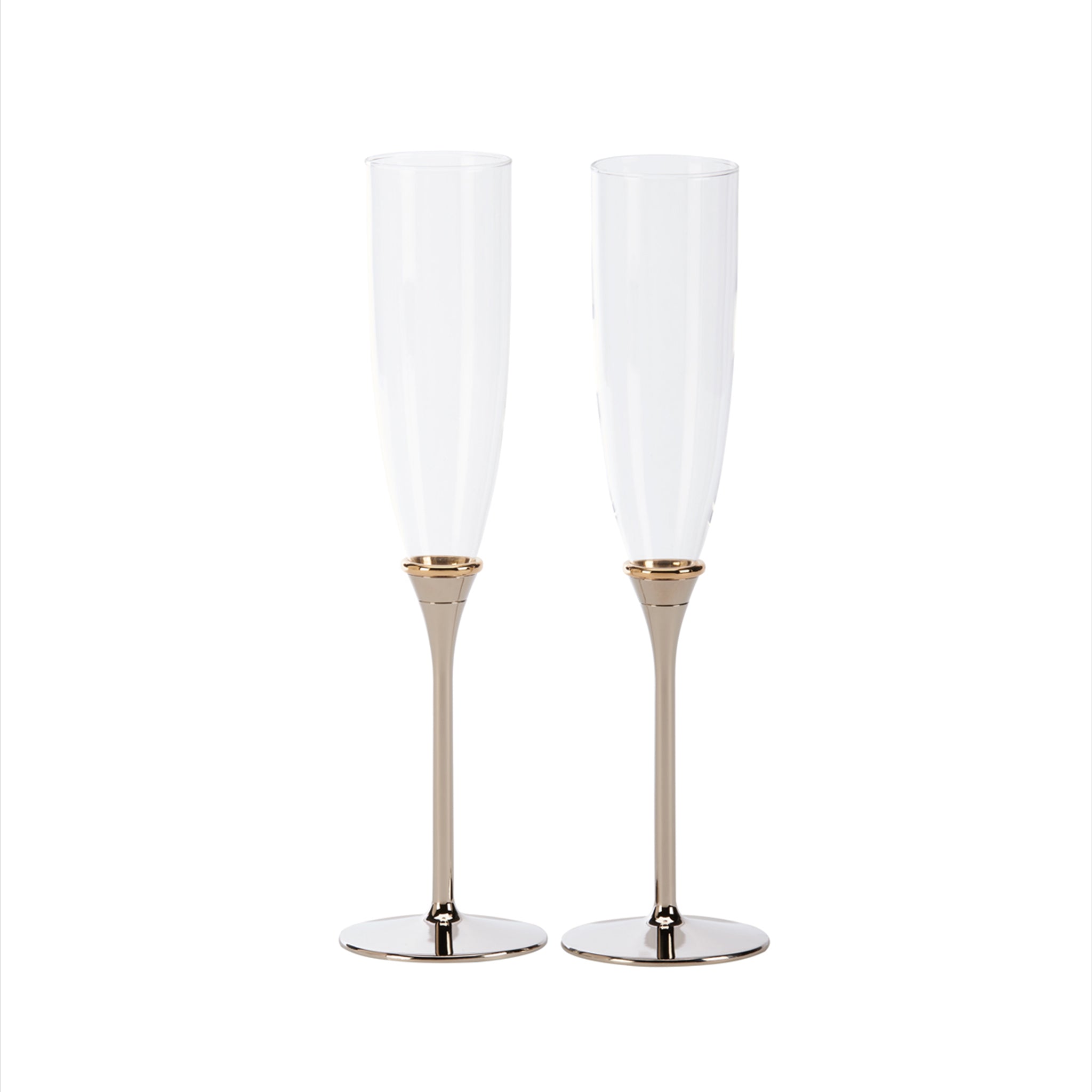 Gold Ring Toasting Flutes Set