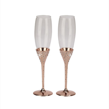 Galaxy Rose Gold Champagne Flutes Set