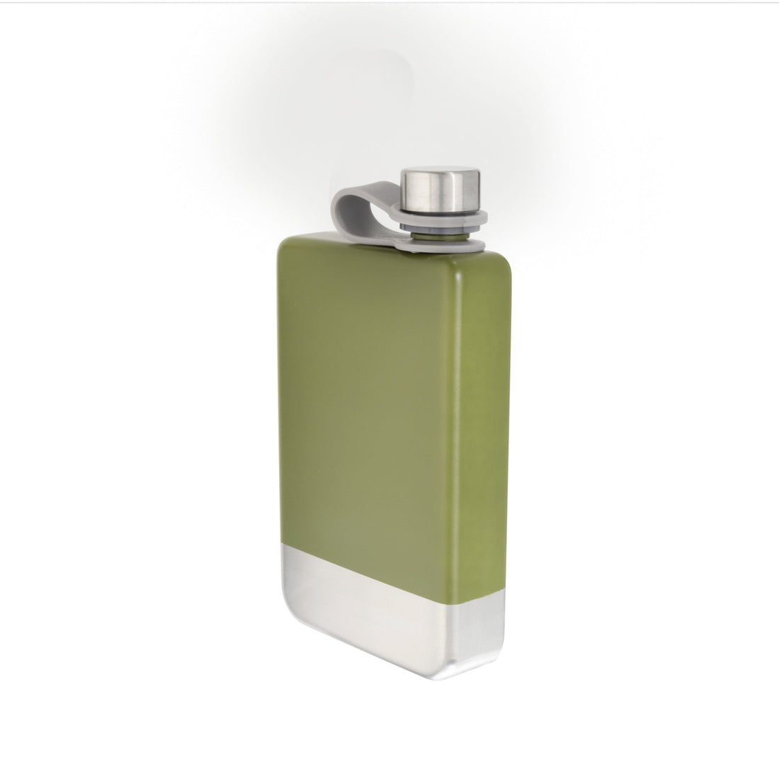 8 oz Green Stainless Steel Flask with Silver Bottom