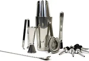 Boston Cocktail Shaker Set, 13-Piece Professional Bartender Kit with