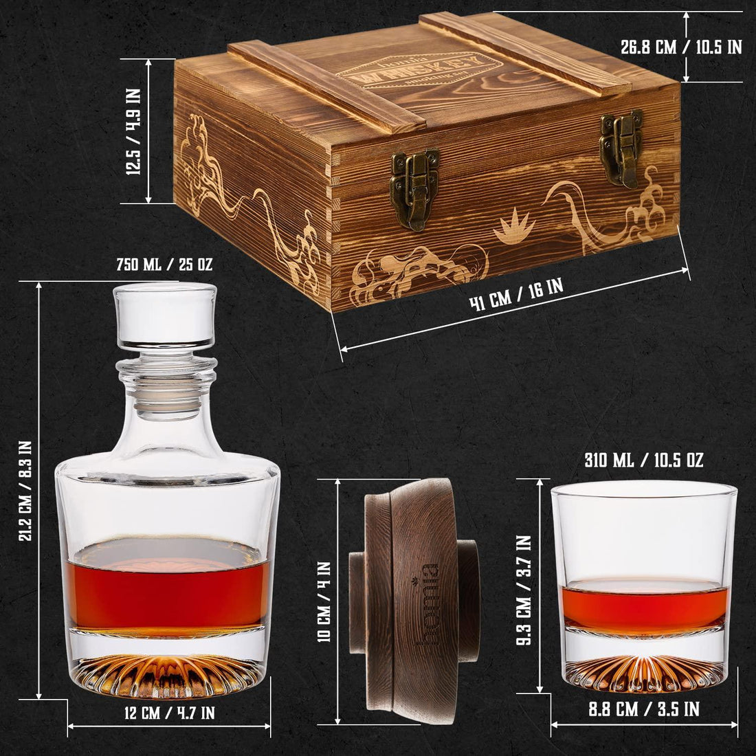 homia Whiskey Gift Set 14 pcs  Whiskey Bottle and Old Fashioned