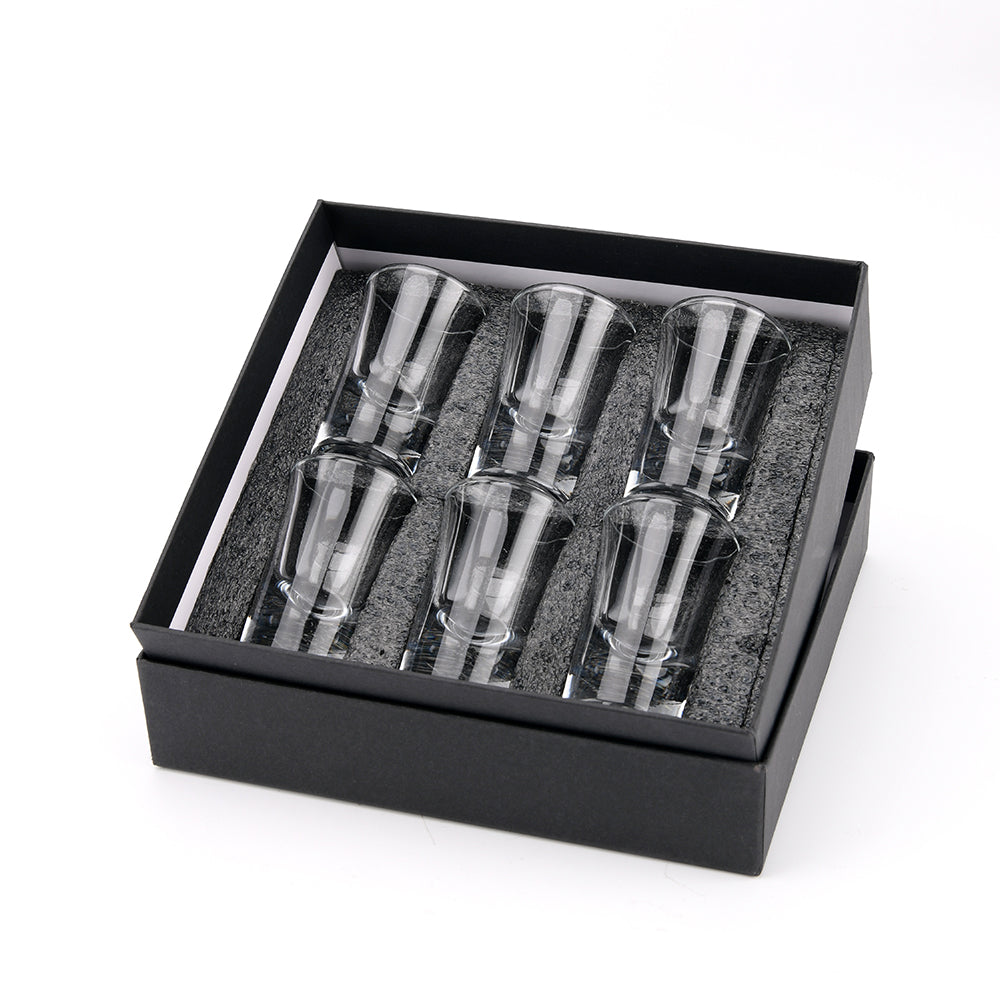 6 Shot Glasses in Black Presentation Gift Box, Gifts for Women and Men